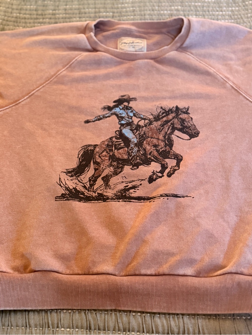 Women’s Crewneck Sweatshirt - Dusty Rose with Western Horse Graphic